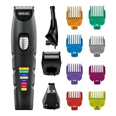 Wahl Colour Trim 8-in-1 Multigroomer, Colour Coded Lengths, Mens Body Trimmers, Face and Body Grooming, Beard Trimmers Men, Rechargeable Trimmer, Cordless Trimmers, Mens Stubble Trimmer, 4 Heads