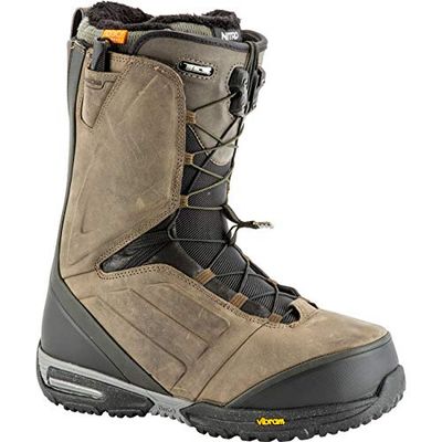 Nitro Snowboards män EL Mejor TLS '19 premium läder snowboardsko snowboardbåt med snabbsnörningssystem Highend Freeride Carving Softboot Boots, Destressed Brown, 28,5