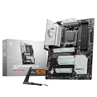 MSI X670E GAMING PLUS WIFI Scheda madre, ATX - Supporta i processori AMD Ryzen della serie 7000, AM5 - VRM SPS 80A, DDR5 Memory Boost 7800+ MHz/OC, PCIe 5.0 x16, M.2 Gen5, Wi-Fi 6E