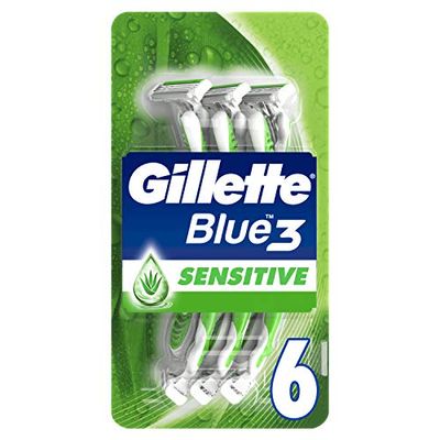 Gillette Blue 3 Sensitive Rasoirs Jetables Homme, Pack de 6 Rasoirs [OFFICIEL]