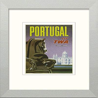 Lumartos, Vintage Poster Portugal Tourist Contemporary Home Decor Wall Art Print, Matt Silver Frame, 8 x 8 Inches