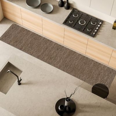 Comart - Tapis de Cuisine Nancy - Antidérapant - Lavable en Machine - Tapis Moderne en Chenille - Chemin pour Couloir et Cuisine - Doux et résistant - Fabriqué en Italie - Marron - 50 x 270 cm