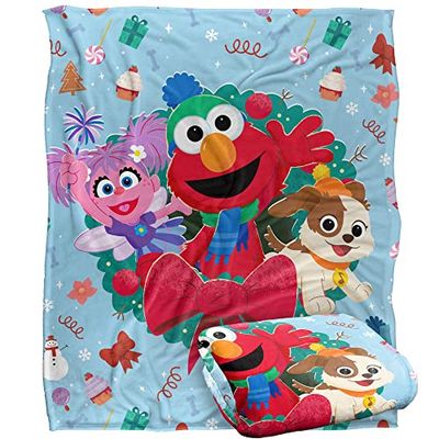 Sesame Street Furry Friends Forever Elmo Abby Couverture Soyeuse pour Enfants 152 x 127 cm