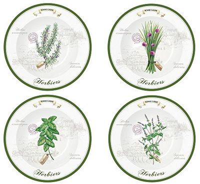 sans marque JD Diffusion - 819HERB - Set da 4 Piatti Collezione Seegras Pata, 22 cm