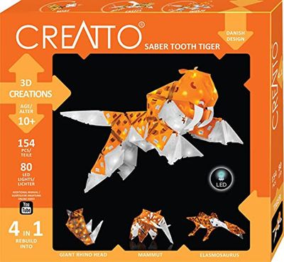 Kosmos Creatto 3676 - Set di puzzle 3D per tigre a sciabola, lucertola, testa di rinoceronte, mammut, decorazione creativa, 154 pezzi, 80 pezzi