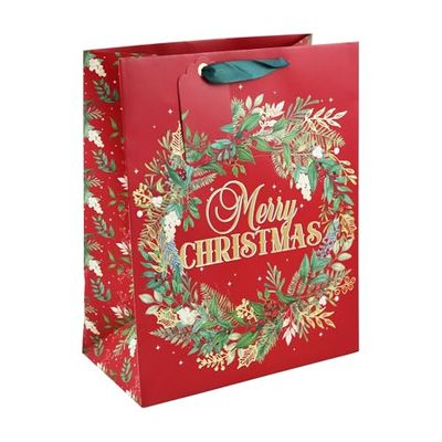 Eurowrap X-34094-2C - Merry Christmas rood, Excellia, brede tas, 26,5 x 14 x 33 cm, 12 stuks