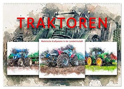 Traktoren - malerische Kraftpakete in der Landwirtschaft (Wandkalender 2026 DIN A2 quer), CALVENDO Monatskalender: Immer größer, immer stärker, immer imposanter, Traktoren in der Landwirtschaft.