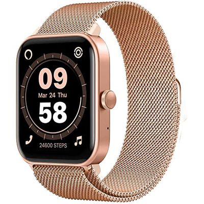 SMARTY2.0 - SW038E Smartwatch - Pink - Integrated Alexa Voice Assistant, Bluetooth Calls, 14 Sport Modes, 1.8" Display - Metal Strap - Dimensions 46.5 x 40.5 x 13 mm, pink, Standard, Modern