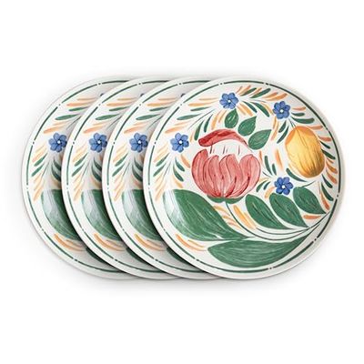 Wade WA967049CAP Capri Set of 4 Dinner Plates with Vibrant Mediterranean Inspired Design, Crafted from Earthenware, Made in Stoke-on-Trent, 28cm, Multi-Coloured
