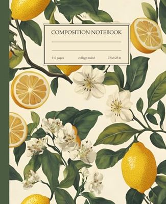 Composition Notebook College Ruled: Vintage Lemons Pattern Journal for School, Office, Work | 110 Pages, 7.5" x 9.25