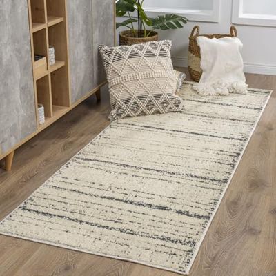 Livabliss Durham Tappeto Salotto Moderno Astratto Tappeto Soggiorno, Camera da Letto, Pranzo Moderni Tappeti Effetto Marmo, Morbido e Pelo Corto, Ampio 80x220 cm, Avorio e Grigio
