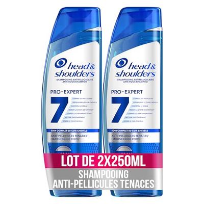 Head & Shoulders Pro-Expert 7 Shampoing Antipelliculaire Anti-Pellicules Tenaces 2x250ml, Combat 7 Problèmes du Cuir Chevelu, Protection Complète; Cliniquement Prouvé, Combat les Pellicules Tenaces*