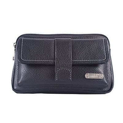Leather Pouch Monedero, 24 cm, 2.3 Liters, Negro (Black)