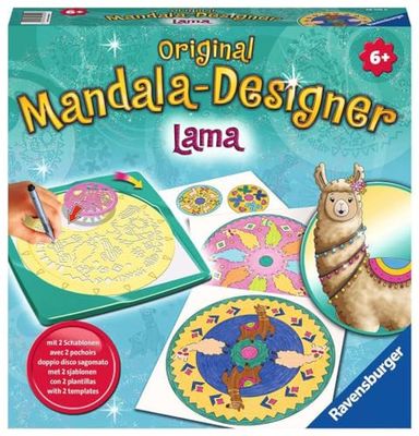 Ravensburger – Mandala Designer – Dessin – Loisir créatif – Pochoirs – Crayons de Couleur Inclus – Lama – Activité créative – Enfant – Dès 6 Ans – 28519 – Version française