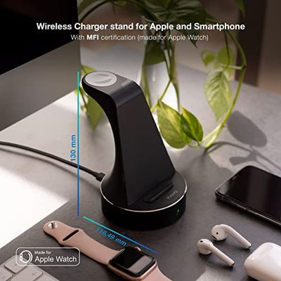 Cargador inalámbrico Compatible con Dispositivos móviles, Carga rápida, diseño Compacto, Ideal para Cargar Apple Watch y Smartphones.