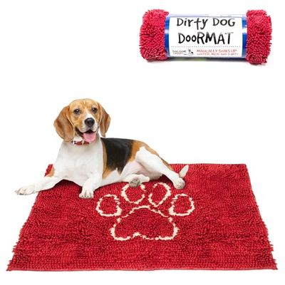 Dog Gone Smart Dirty Dog microvezel deurmat, super absorberend, machinewasbaar met antislip achterkant, medium, kastanjebruin