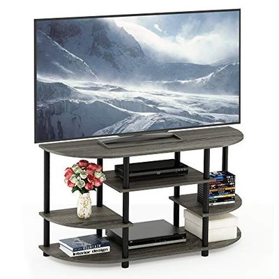 Furinno JAYA Simple Design Corner TV-stativ, TV-enhet, nöjescenter, fransk ek/svart, 106,7 (B) x 57,4 (H) x 39,4 (D) cm
