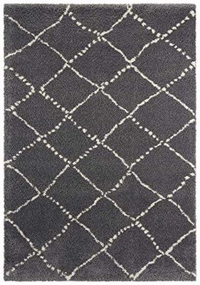 Mint Rugs Hash Tapis Doux et Moelleux Motif Losanges (160 x 230 cm, 100% polypropylène, Compatible avec Chauffage au Sol, Robuste), Gris foncé/crème, 160 x 230 cm