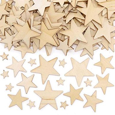 Baker Ross FE532 Wooden Stars - Pack of 180, Woodcrafts for Kids to Design, Paint, Decorate and then Use for Embellishments or Card Crafts