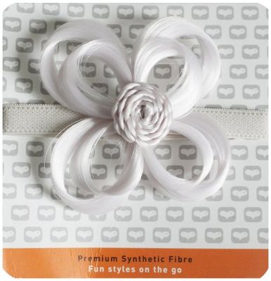 Love Hair Extensions Flower Hair Accessory On Elasticated Band, Colour White