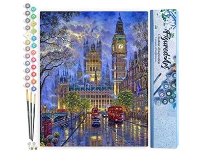 Figured'Art Peinture par Numéro Adulte Londres dans la Pénombre - Activité Manuelle Kit de Loisir Créatif DIY Numéro d'art Complet - 40x50cm sans châssis en Bois