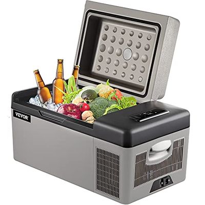 VEVOR Mini-koelkast voor de auto, 20 l, mini-koelkast, draagbaar, elektrisch, 45 W, met digitaal paneel, -20 tot 20 °C, om dranken en bieren vers te houden, 0,2 kw.h/24 uur, camping, 56 x 29 x 30 cm