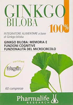 Pharmalife Ginkgo Biloba 100%, 60 Compresse, 30 grammo, 1