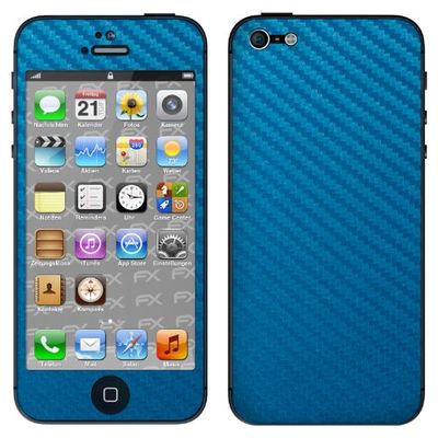 atFoliX FX Carbon-Blue Designfolie voor Apple iPhone 5