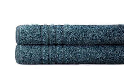 Amrapur Overseas Spa Collection - Set di 2 teli da bagno oversize, 100% cotone, colore: tortora, denim