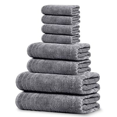 Tens Towels Lot de 8 Serviettes de Bain (2 très Grandes Serviettes de Bain, 2 essuie-Mains, 4 débarbouillettes), 100% Coton, Poids léger, séchage Plus Rapide, Super absorbantes, Gris foncé