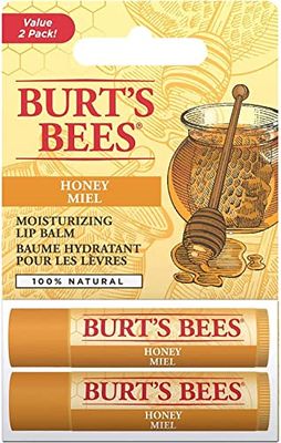 Burt's Bees Bálsamo labial hidratante de origen 100 % natural,Miel con cera de abejas, 2 Unidad (Paquete de 1)
