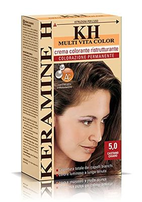 Keramine H Crema Colorante Ristrutturante, Castano Chiaro - 3 Confezioni da 110 ml - Totale: 330 ml