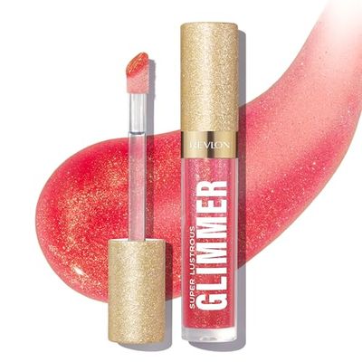 Revlon Super Lustrous Glimmer Gloss, Glitterato Idratante e Rimpolpante, Finish Ultra Lucido e Brillante, Formula a Base di Piante, 007 Haute Honey, 3.8ml