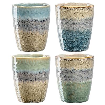 Leonardo Matera bekerset 4-delig - grote koffiebeker - inhoud 300 ml - handgemaakt - magnetronbestendig, vaatwasmachinebestendig - gemengde set van 4 in verschillende kleurverloop, 022843