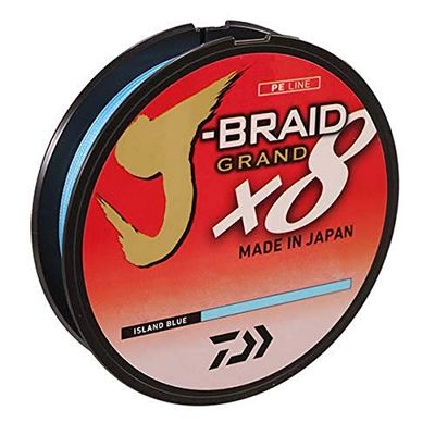 Daiwa JBGD8U65-300IB J-Braid X8 Grand Braided Line, 300 Yards, 65 Lbs Tested, .016" Diameter, Island Blue