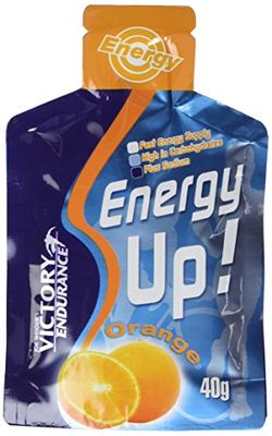 Victory Endurance Energy Up Gel (24x40g) Goût Orange Gel Énergétique d'Hydrates de Carbones avec un plus de Sodium plus Sans Caféine