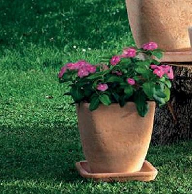 VASO QUADRO BRAZ IN TERRACOTTA + SOTTOVASO IN TERRACOTTA, ALTEZZA CM. 30, LATO CM. 28 X CM. 28 ARREDO GIARDINO TERRAZZO VASI IN COTTO NATURALI