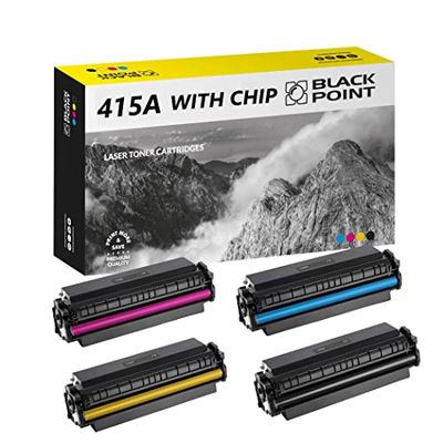 BLACK POINT [CON CHIP] Set di 4 Cartucce Toner per HP 415A HP 415X W2030A W2031A W2032A W2033A per HP Color Laserjet Pro MFP M479fdw MFP M454dn Laserjet Pro M454dw MFP M479dw MFP M479fdn MFP M479fnw