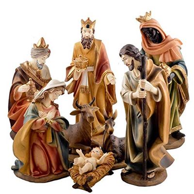 DRW Presepe classico da 8 pezzi in resina da 100 cm