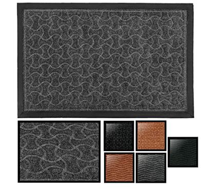 LucaHome - Felpudo CIPRO Antideslizante de Entrada, Absorbente Alcolchado, Fácil Limpieza, para Exterior e Interior (Gris Geométrico, 45x75 cm)