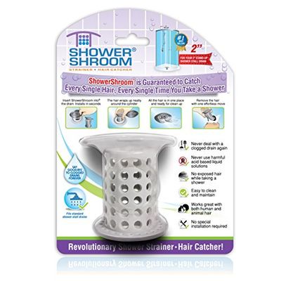 Showershroom: o revolucionário protetor para drenagem de chuveiro, filtro, capturador de cabelo, cinzento