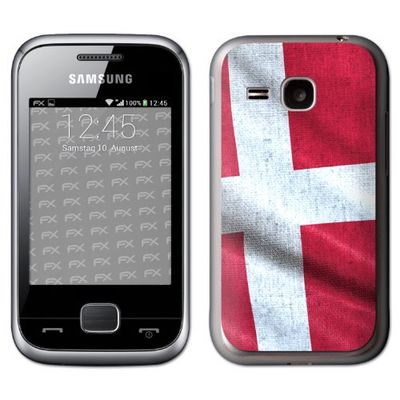 atFoliX football 2012 Danmark flagga designfolie för Samsung Champ Deluxe C3310