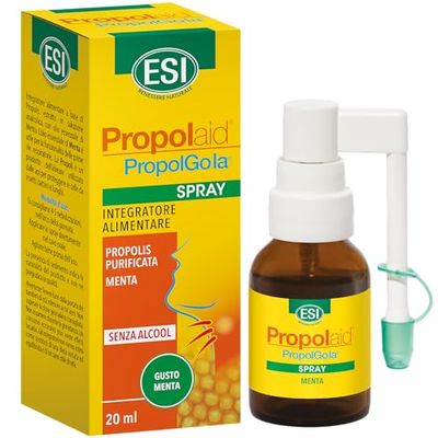 ESI - Propolaid Spray Gola alla Menta, Integratore Alimentare con Propolis, Favorisce il Benessere del Cavo Orale e delle Vie Respiratorie, Senza Glutine, Alcool e Vegetariano, 20 ml