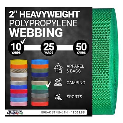 Strapworks Sangle en polypropylène Lourd – Sangle en polyéthylène Robuste pour réparation d'équipement de Bricolage en extérieur, 5,1 cm x 9,1 m – Vert Kelly