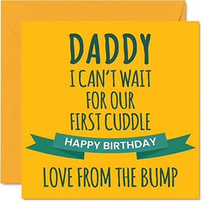 Stuff4 Divertente biglietto di compleanno per papà – First Cuddle – Biglietto di auguri per papà da Bump, simpatico regalo per papà, 145 mm, biglietti di auguri speciali regalo per papà