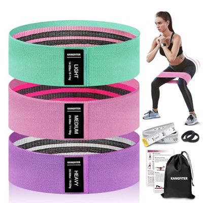 KANGFITER Antislip stoffen weerstandsbanden voor training, trainingsbanden voor billen en bilspieren, stretch trainingsbanden voor dames en heren, heupbanden voor thuis, gym, fitness, yoga, pilates