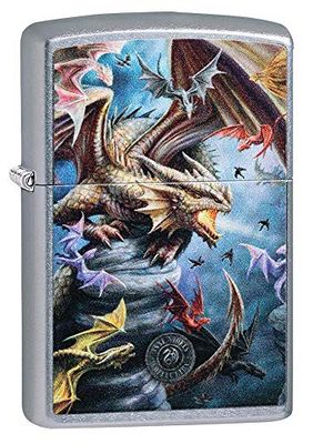 Zippo Pocket Lighter, Brass, Street Chrome Multicolor Dragon, 1 Count (Pack of 1)