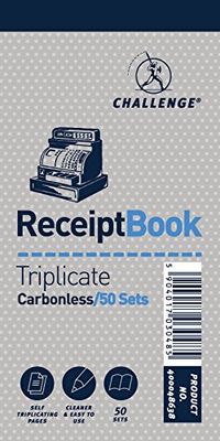 Challenge Triplicate Receipt Book, Carbonless, 50 Pages, 10 pack (140 x 170 mm)