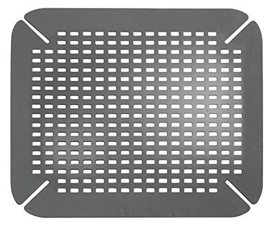 iDesign Tapete escorredor de pratos, protetor de lava-loiças grande de plástico PVC para pias de cozinha, grelha escorredor de pratos com orifícios de drenagem, cinzento