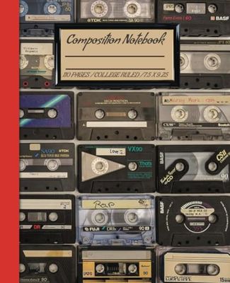 Composition Notebook: College Ruled 110 Pages, Vintage Cassette Composition Book, 7.5 x 9.25 Inches